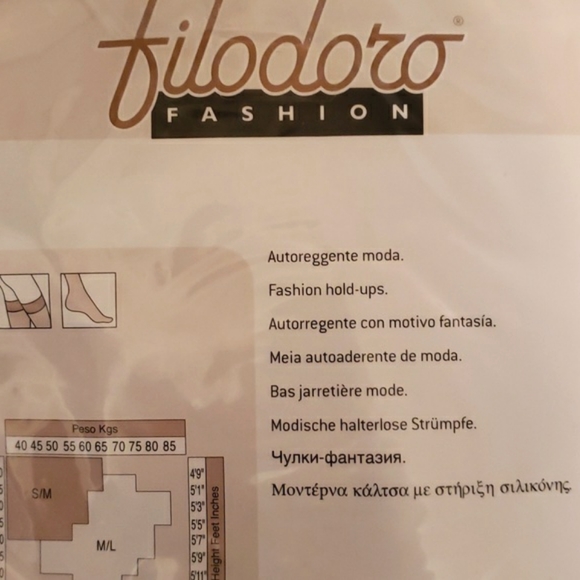 New Filodoro Fashion Ramage Hold Up Thigh High Stockings S/M Black - Picture 4 of 6